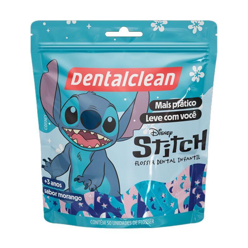 Fio Dental Infantil Dentalclean Stitch +3 Anos Sabor Morango 50 Unidades