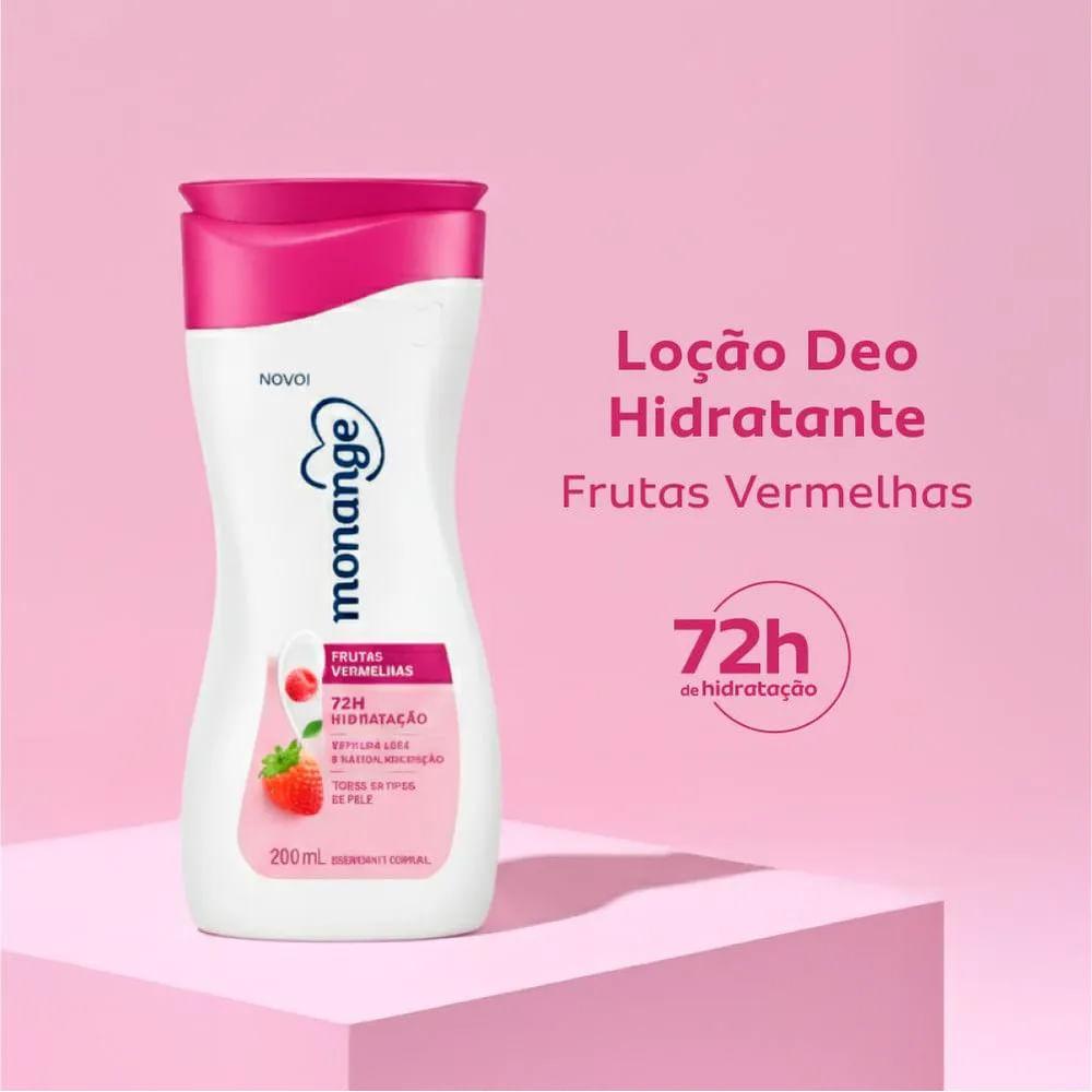 Kit Creme Hidratante Corporal Monange Frutas Vermelhas 200ml - 6 Unidades