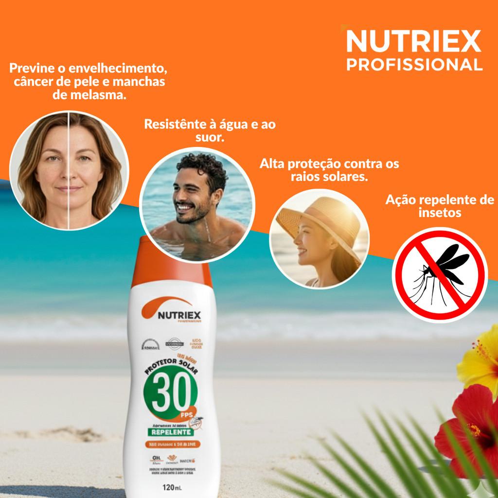 Kit 2 Protetor Solar Nutriex FPS 30 Repelente 120ml Toque Seco Proteção Uva Uvb Água Suor