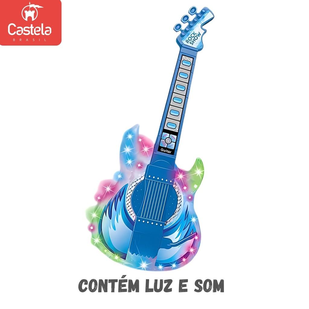 Guitarra Musical Infantil Azul Microfone Singer Star Castela