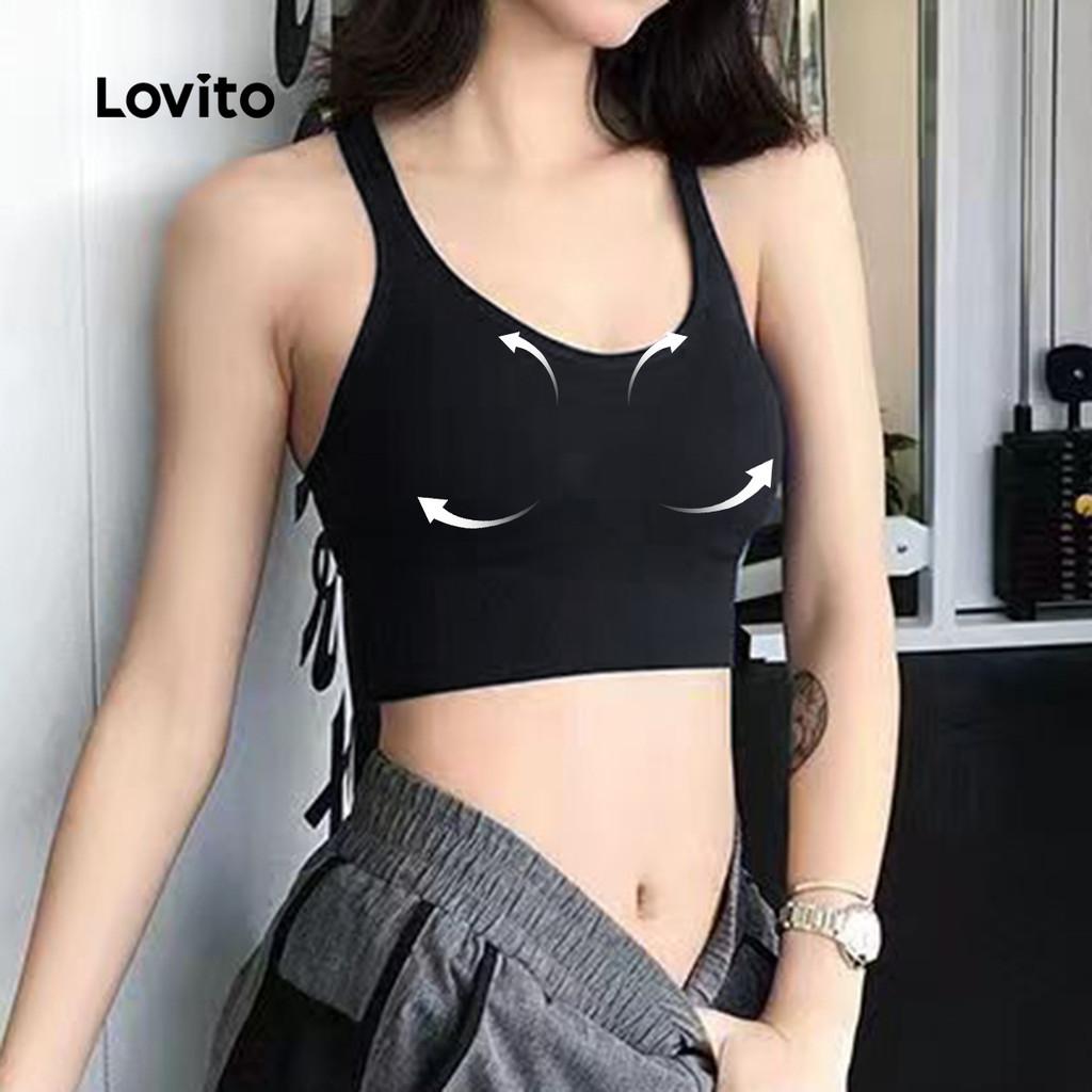 Lovito Casual Sutiã Esportivo Alças Ajustáveis Alto Suporte Respirável Yoga Corrida Treinamento Mulheres