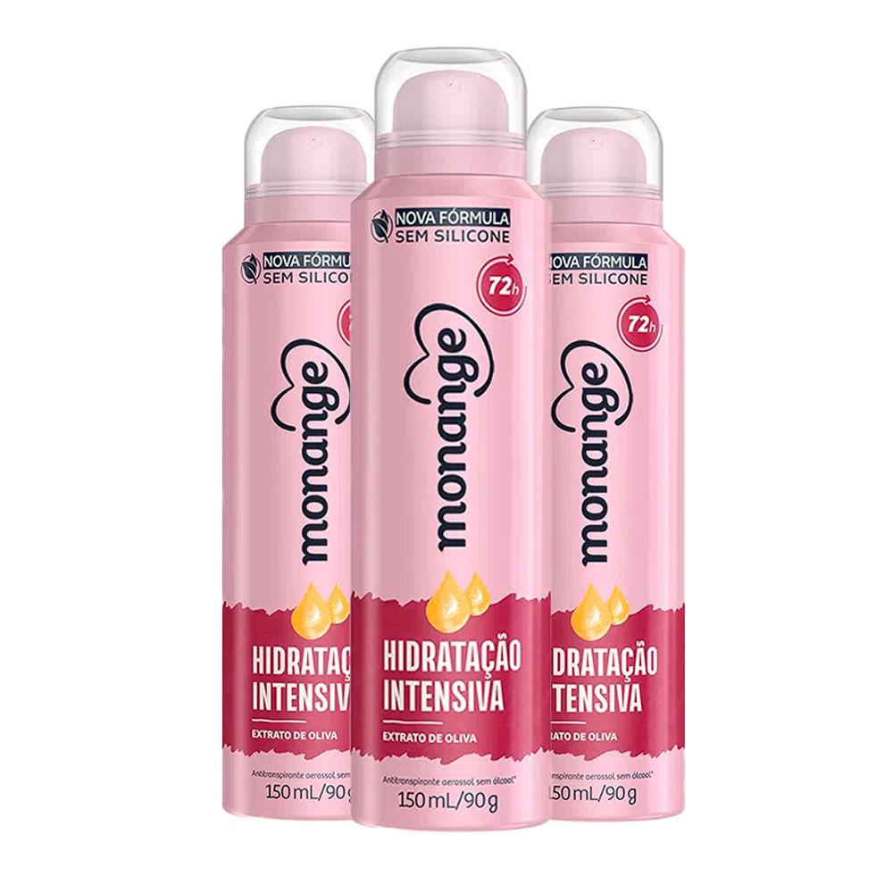 Kit Desodorante Aerosol Monange Hidratação Intensiva 90g - 3 Unidades