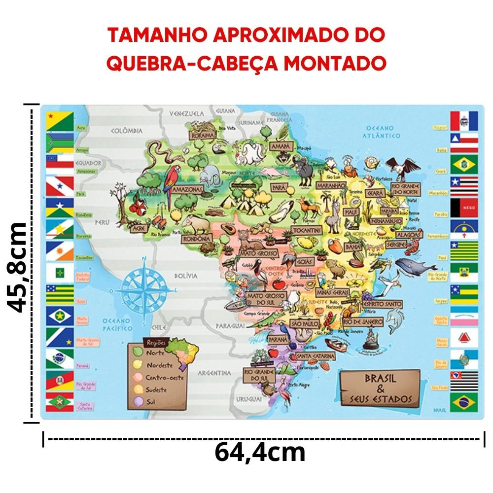 Quebra Cabeça Grandão Brasil E Seus Estados 82 Peças Grandes Toyster Educativo Geografia Geo Animal