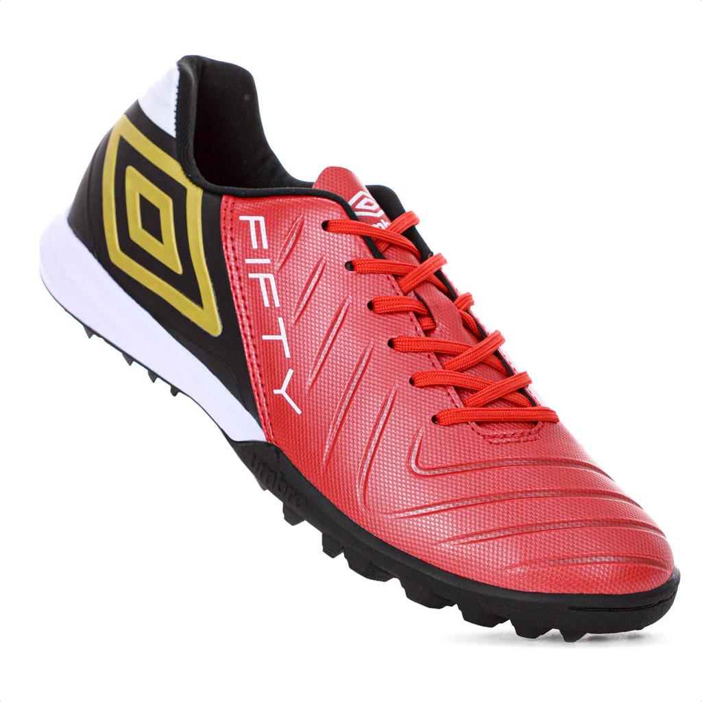 Chuteira Umbro Society Fifty Vi Vermelho Preto E Branco - Masculino