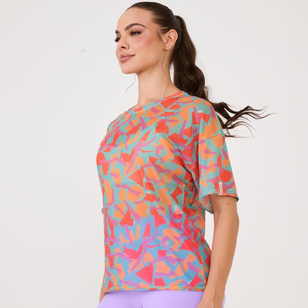 Blusão De Tule Estampa Vibrant Com Fita De Silicone