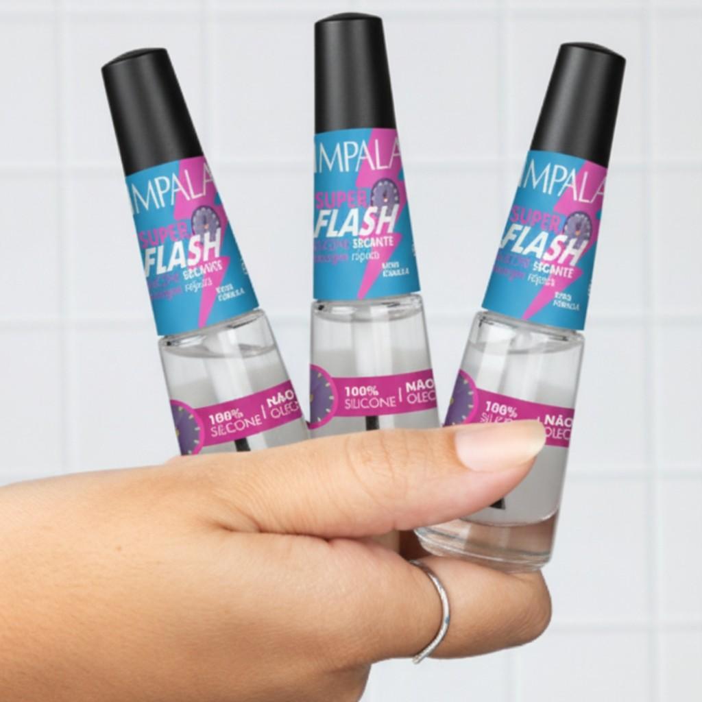 Kit 2 Esmalte Impala Base Super Flash Silicone Manicure