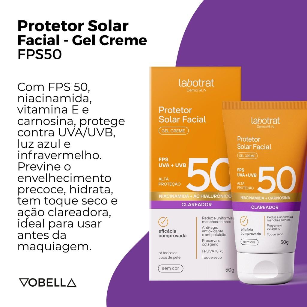 Protetor Solar Facial Gel Creme Incolor FPS 50 Labotrat 50g