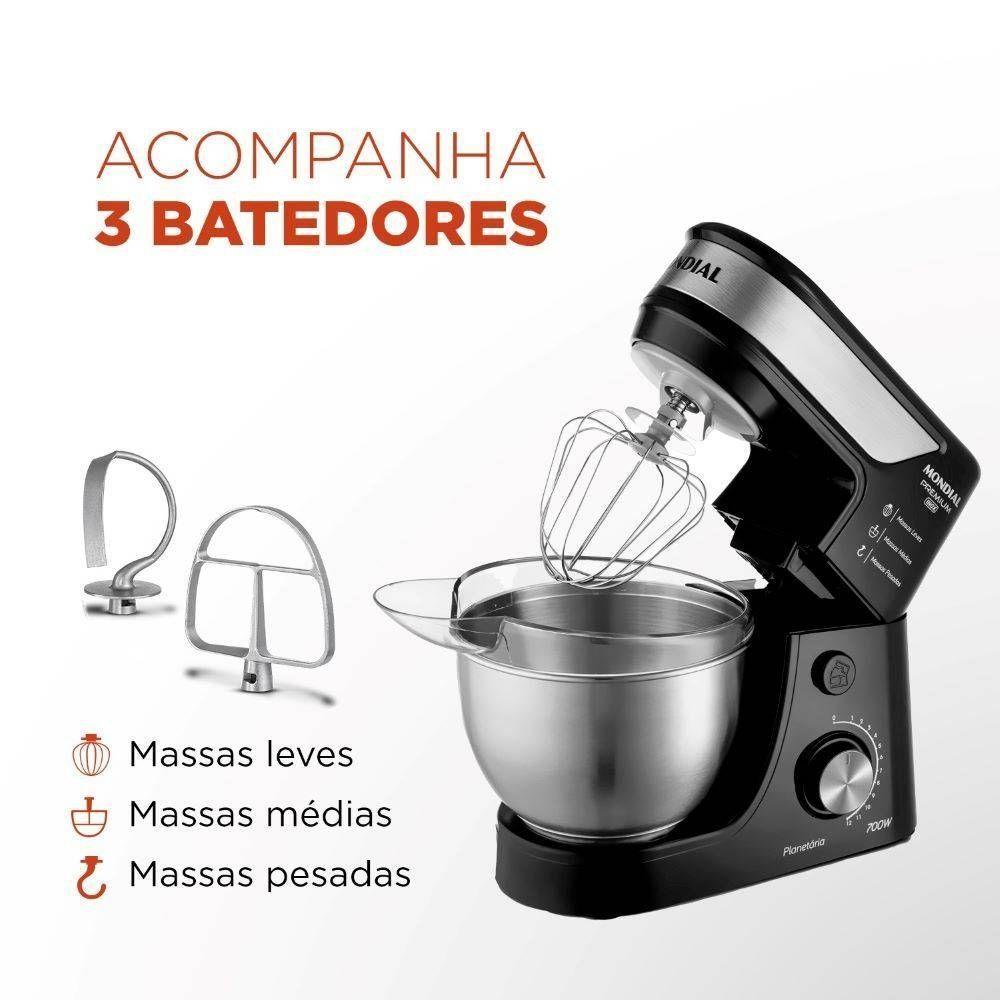 Batedeira Planetária Mondial Bp-02p-b-ti Preto/inox 700W 127V