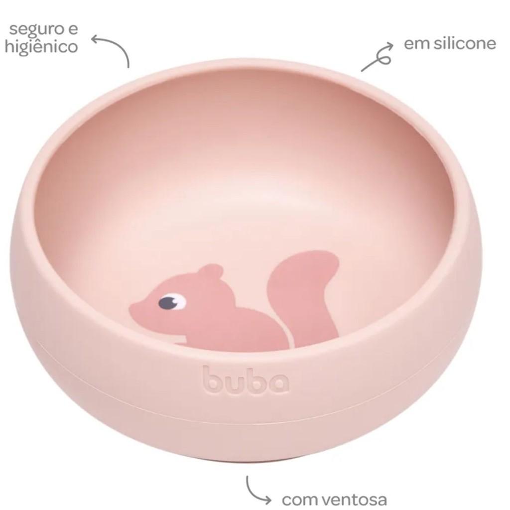 Bowl Em Silicone Com Ventosa Rosa Esquilo 20894 - Buba