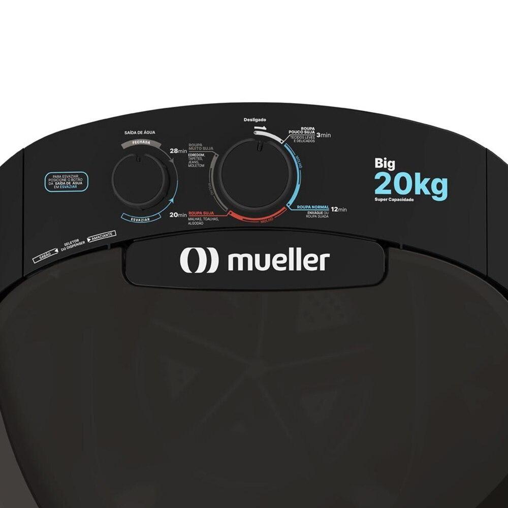 Máquina De Lavar Mueller 20kg Big Preta 220V Tanquinho Grande Econômico Filtro Fiapos