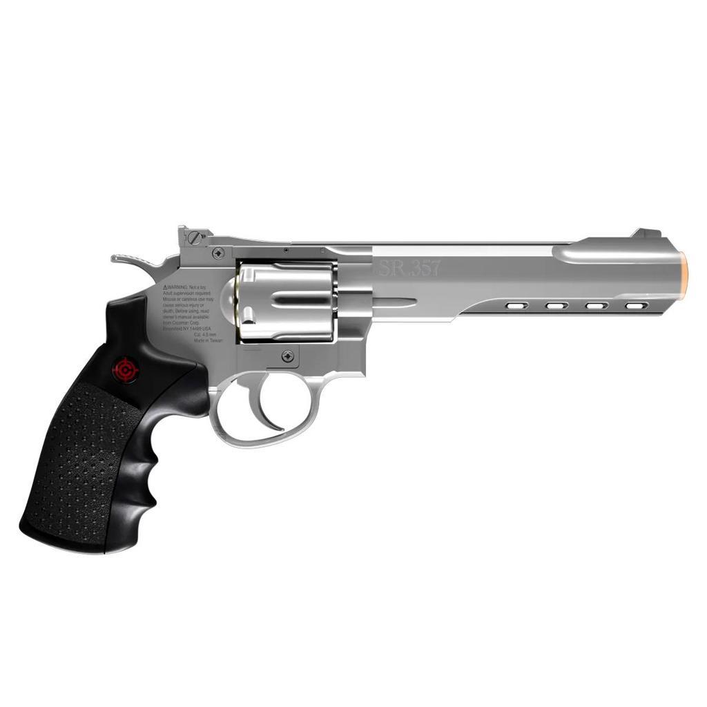 Revólver De Pressão Co2 Sr357 Silver 4.5mm Crosman + Alvo + Cilindro + Esfera