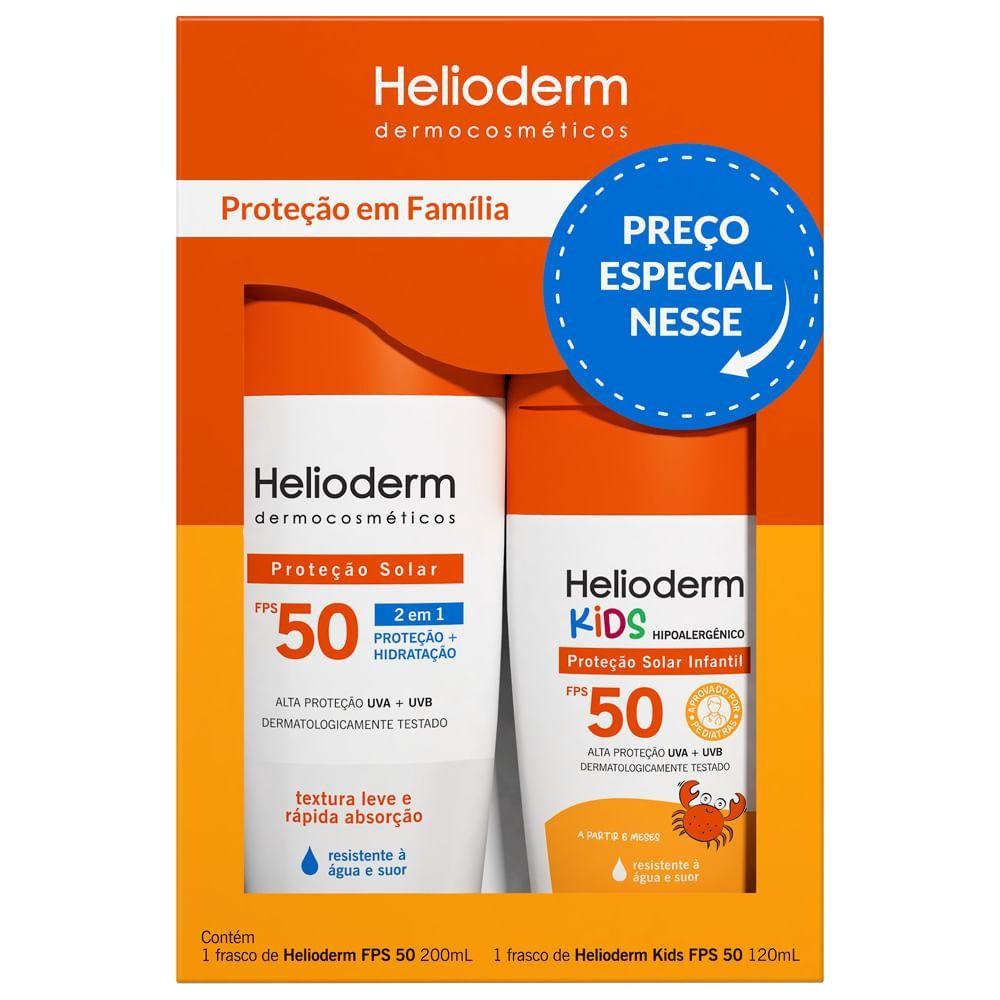 Protetor Solar Helioderm Fps50 200ml + Kids Fps50 120ml