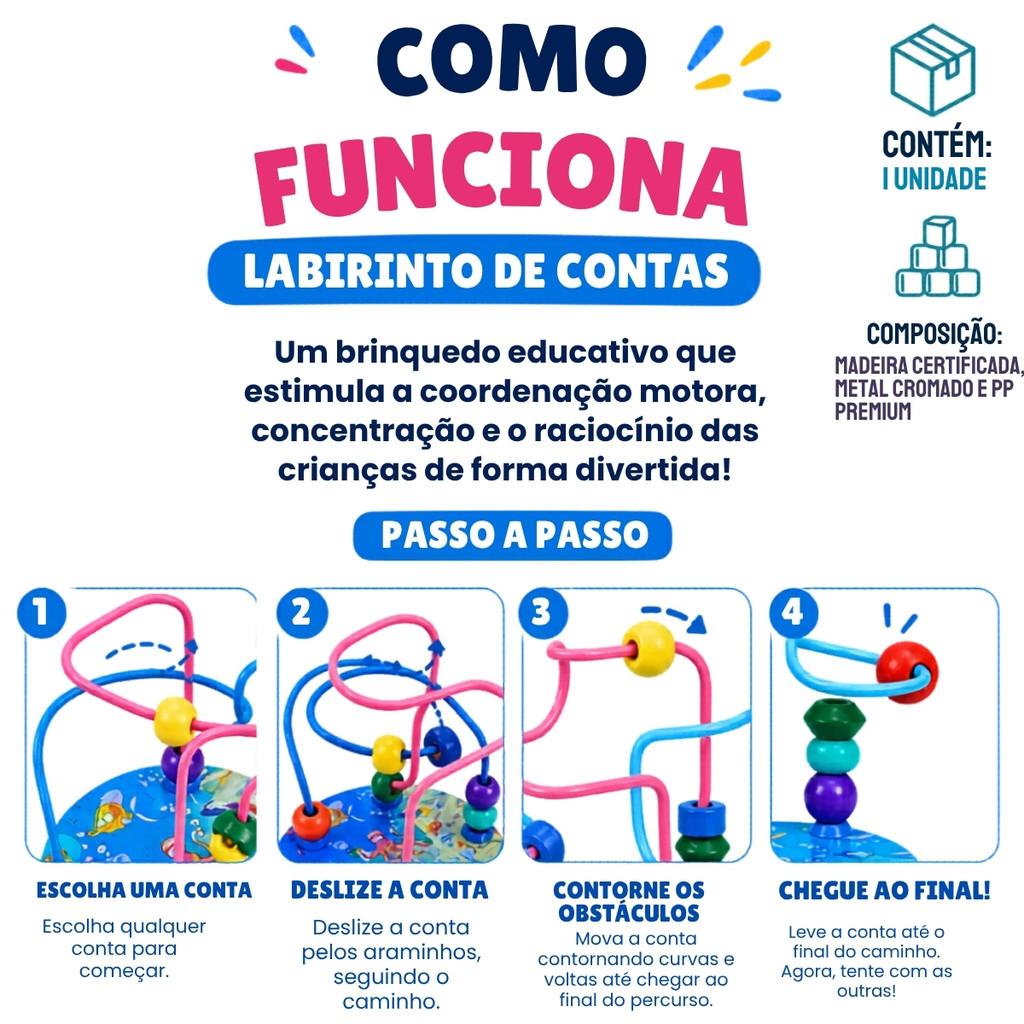 Brinquedo Montessori Pedagógico Educativo Labirinto Aramado Fundo Do Mar Castela