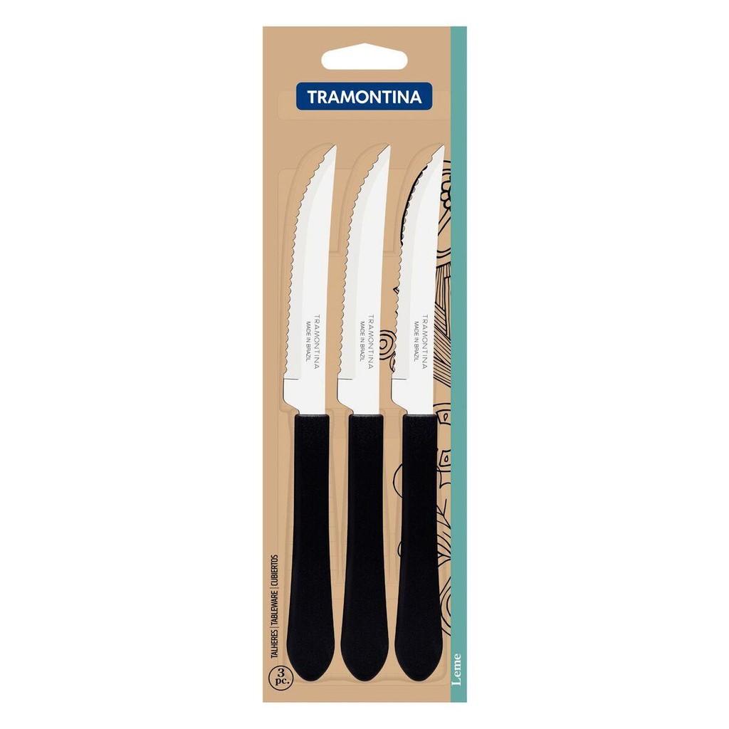 Jogo De Facas Para Churrasco Leme Preto Com 3 Peças (23180/304) - Tramontina PRO