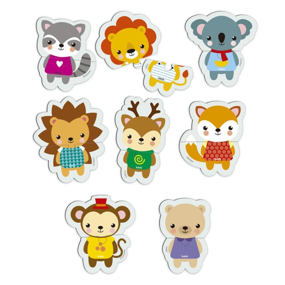 Kit 8 Quebra Cabeças Animais Da Floresta Madeira Babebi 2 Partes Lógico Mdf Infantil Jogo Educativo