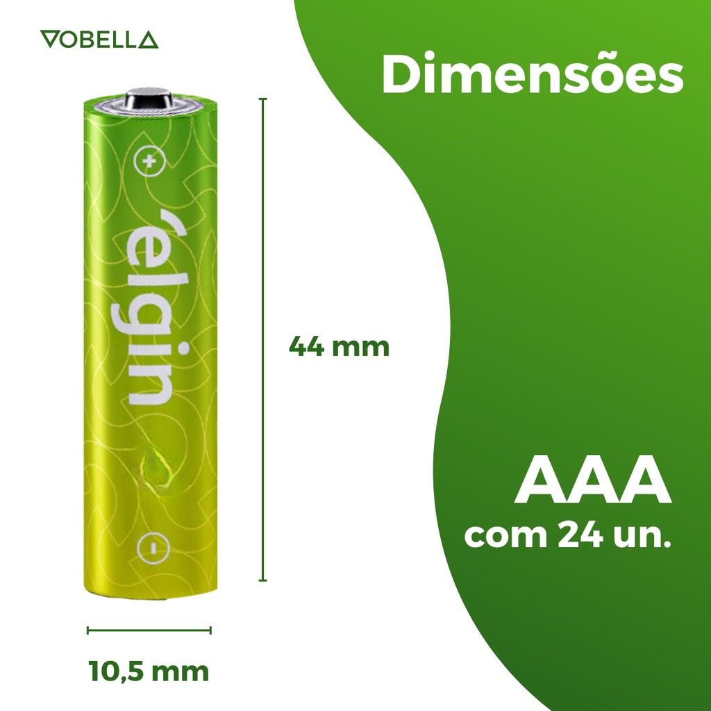 Pilha Alcalina Aaa Palito Blister Com 24 Unidades Elgin