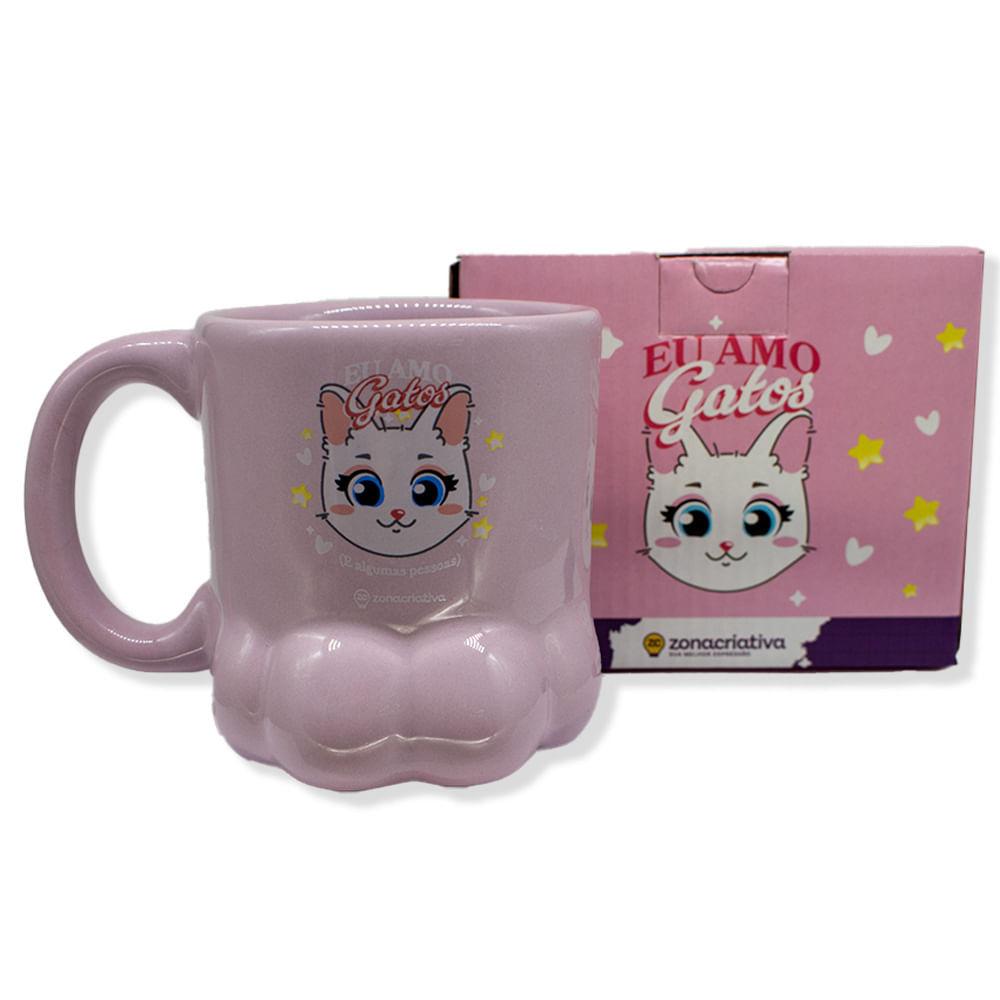 Caneca 3D Pata Eu Amo Gatos Zonacriativa