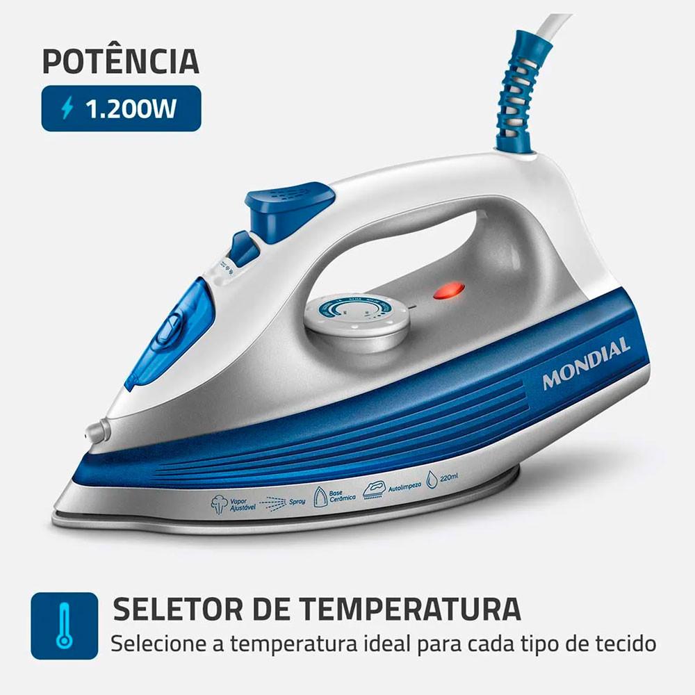 Ferro De Passar A Vapor Mondial Fvn-01-bl 1200w