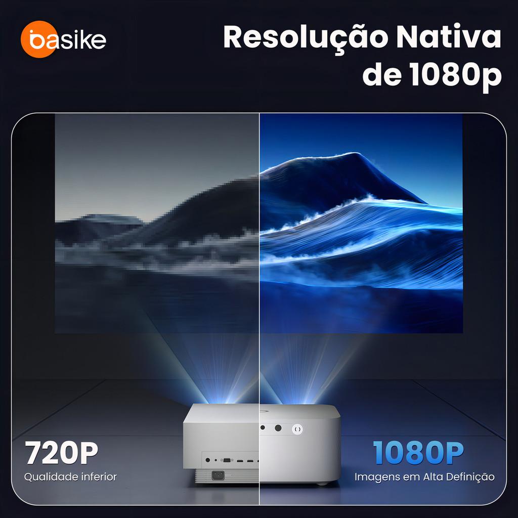 Astgn X Basike Projetor Full HD 1080p Compacto 20.000 Lúmens Wifi 6 + Auto-foco Tela 180