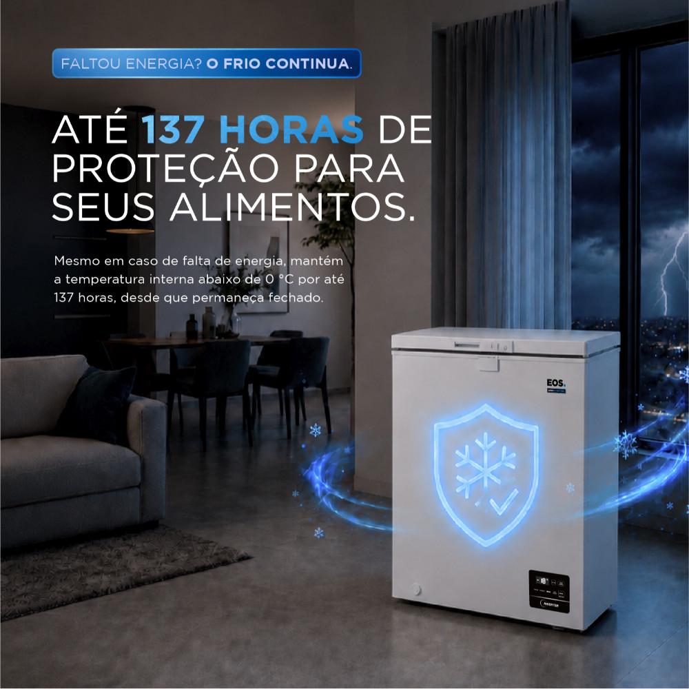 Freezer E Conservador Horizontal Eos 155L Digital Tripla Ação MAX Inverter Efh151idx Branco Bivolt