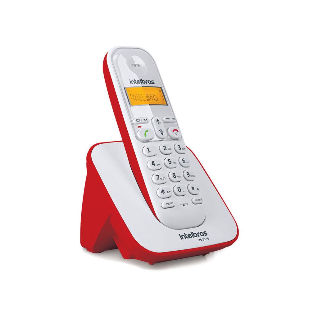 Telefone Sem Fio Digital Ts 3110 Branco Com Vermelho Intelbras