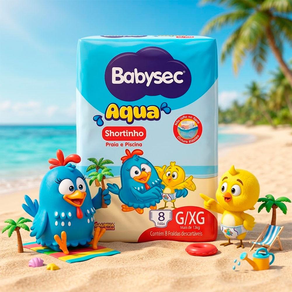 Fralda Babysec Aqua Shortinho Praia E Piscina Tamanho G/xg 8 Unidades Descartáveis