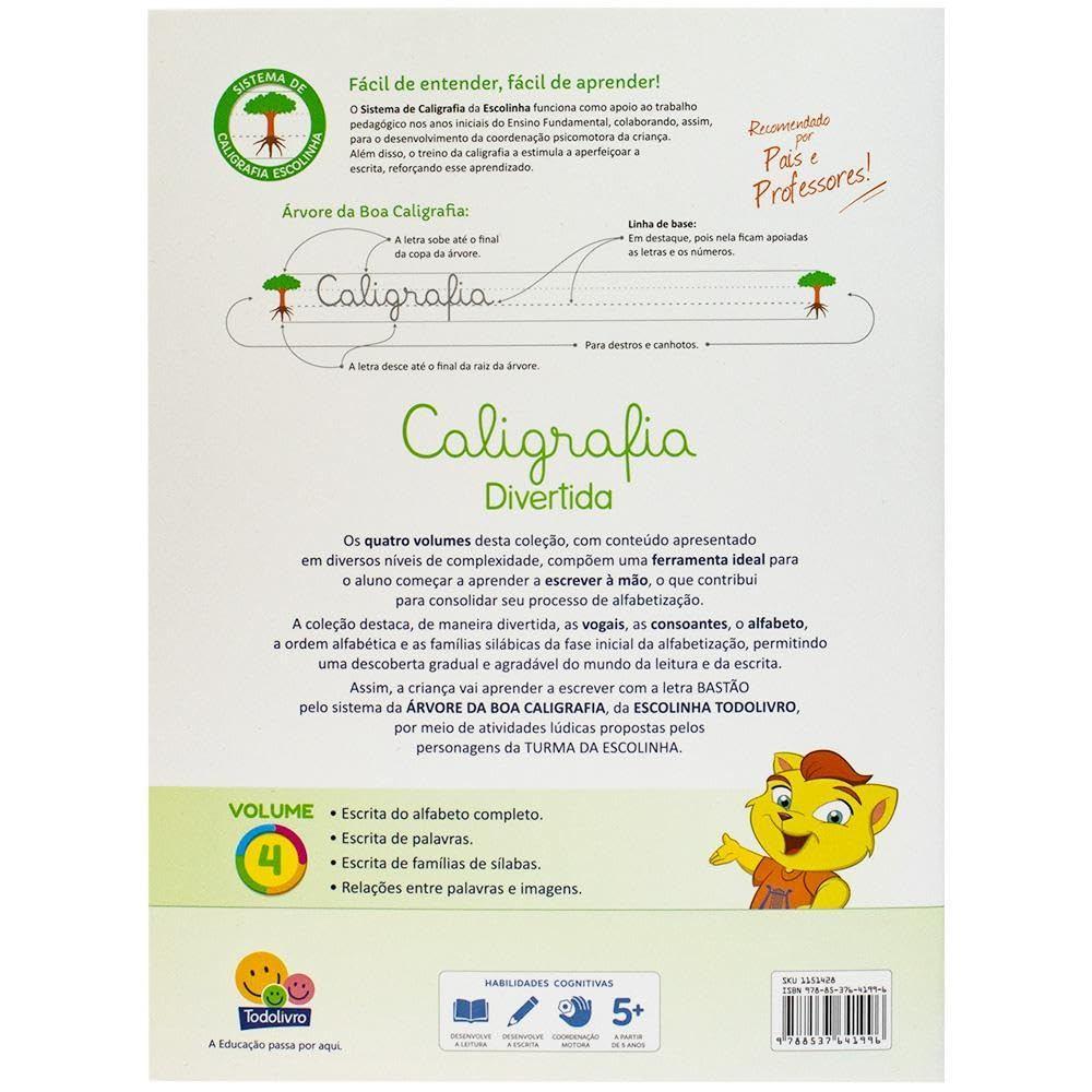 Escolinha Caligrafia Divertida Volume 4 Capa Brochura