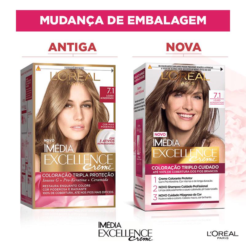 Kit Tintura Imédia Excellence L Oréal Louro Acinzentado 7.1