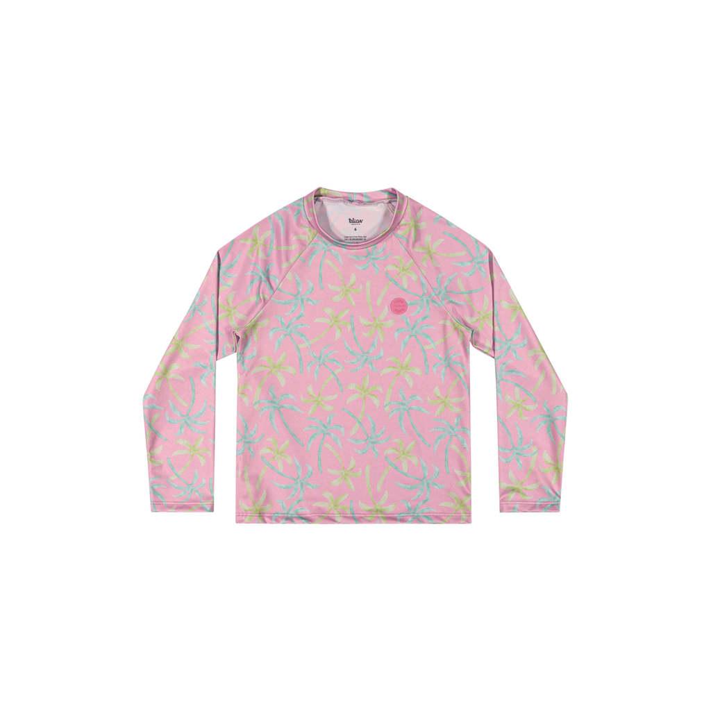 Blusa Infantil Menina Estampada Com Proteção Solar Elian Rosa