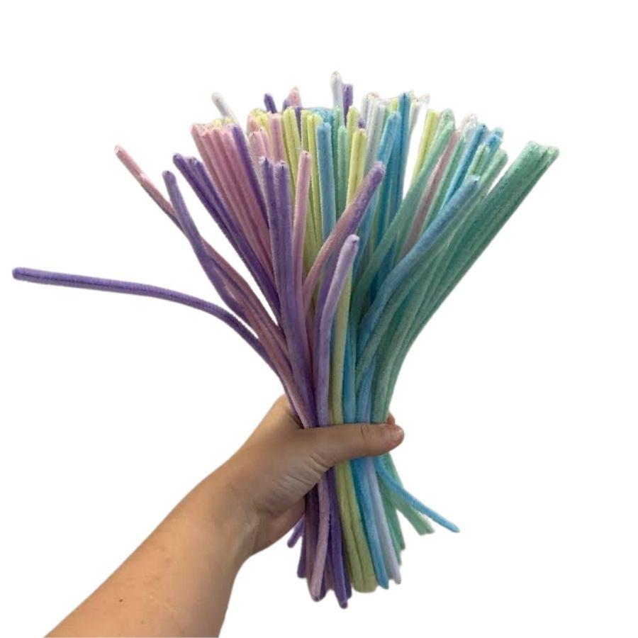 Haste De Chenille 30cm - Cores Pastel - 100 Unidades - Rizzo