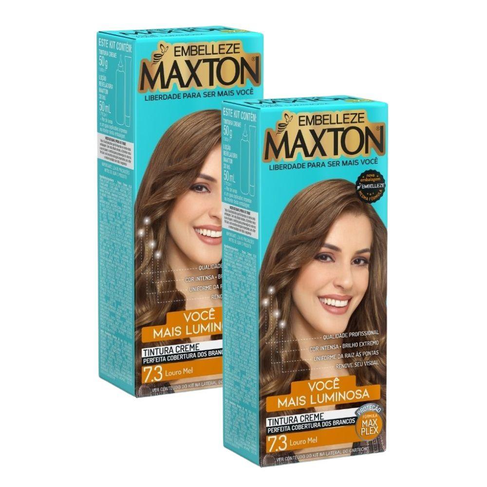 Kit 2 Tintura Creme Maxton Louro Mel 7.3