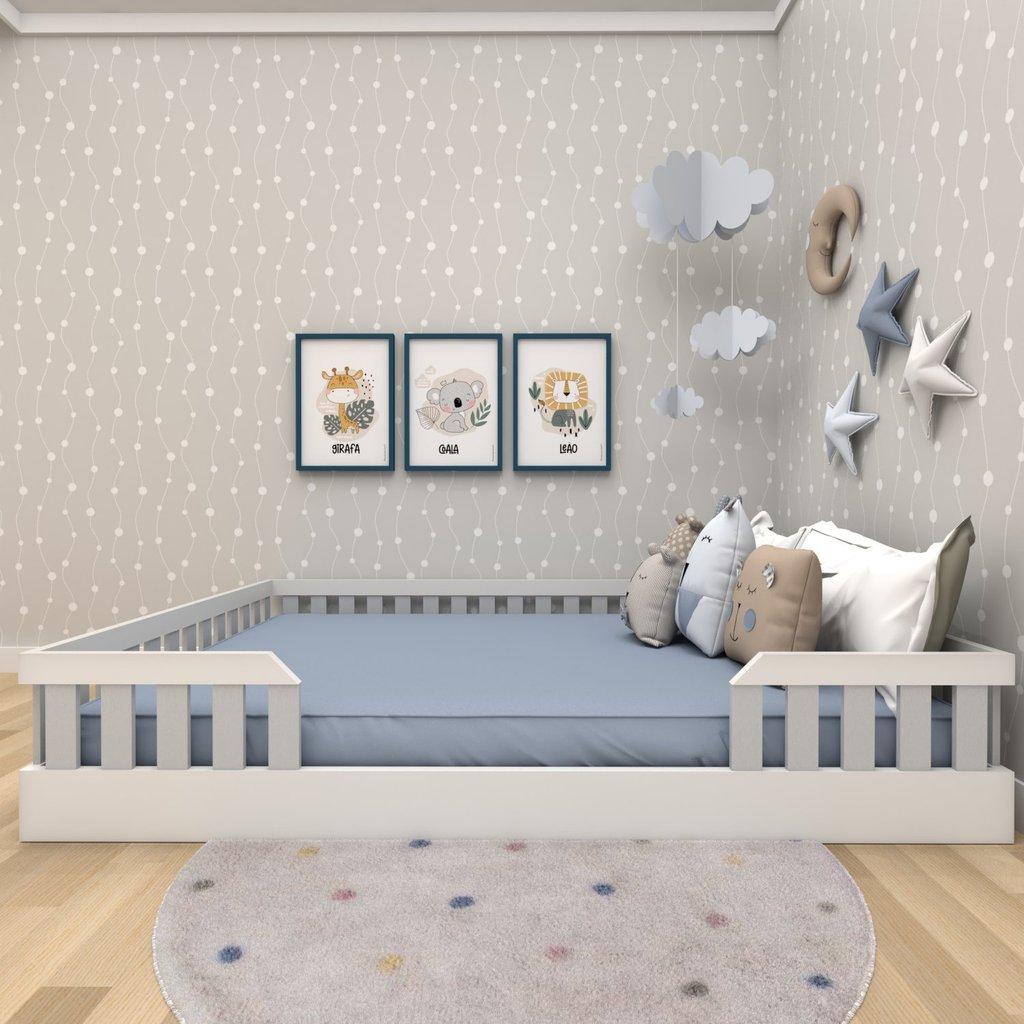 Cama Infantil Montessoriana Casal Cori Yescasa Branco/cinza Cristal