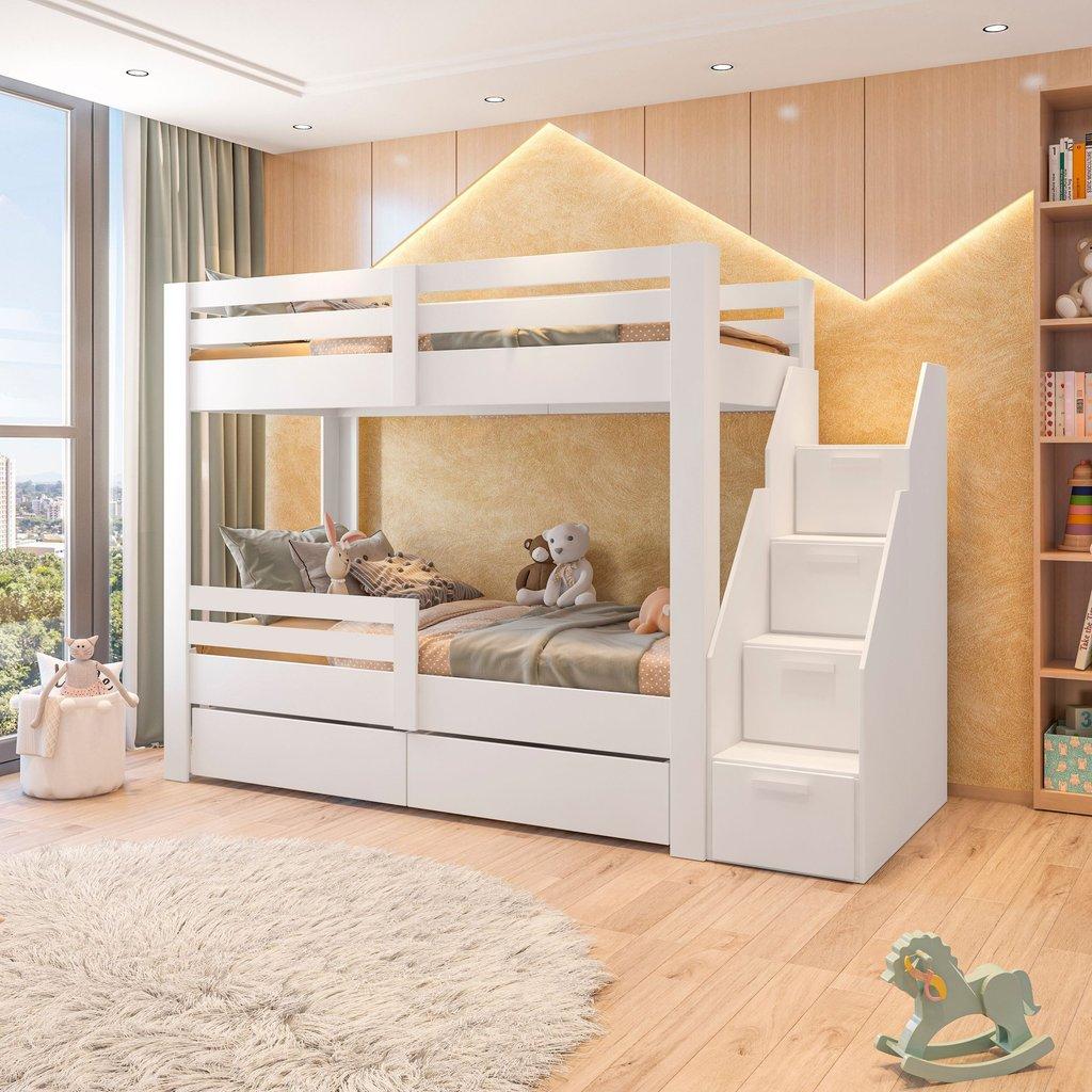 Beliche Infantil Star PLUS Com Grade De Proteção Casatema Madeiraoriginals Branco