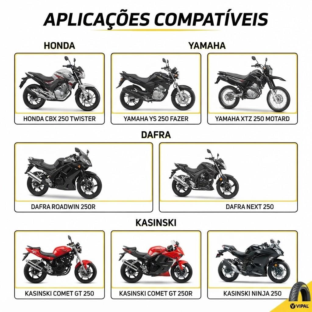 Pneu Moto Vipal 100/80-17 Street St500 Dianteiro Honda Cbx 250 Twister Fazer 250 Uso Sem Câmara