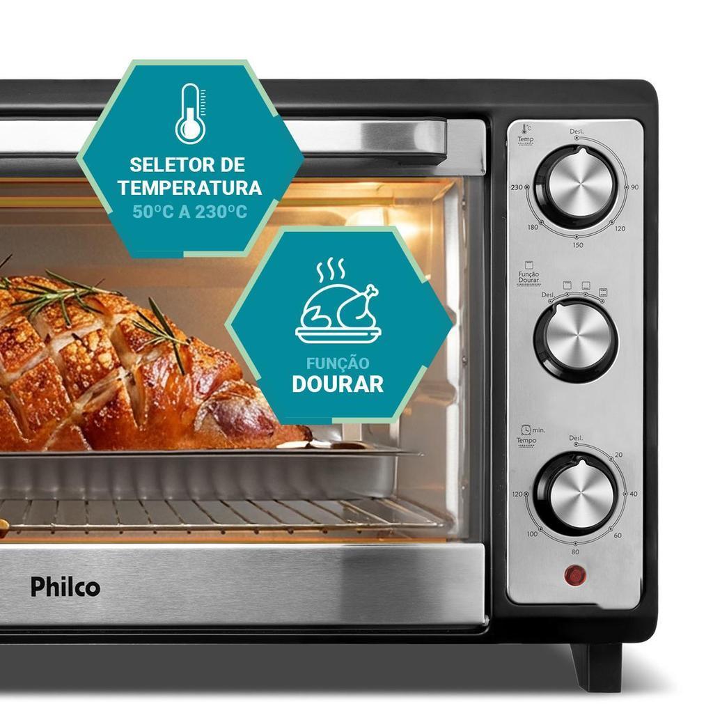 Forno Elétrico Philco 60L Preto Inox 4 Resistências Pfe60i
