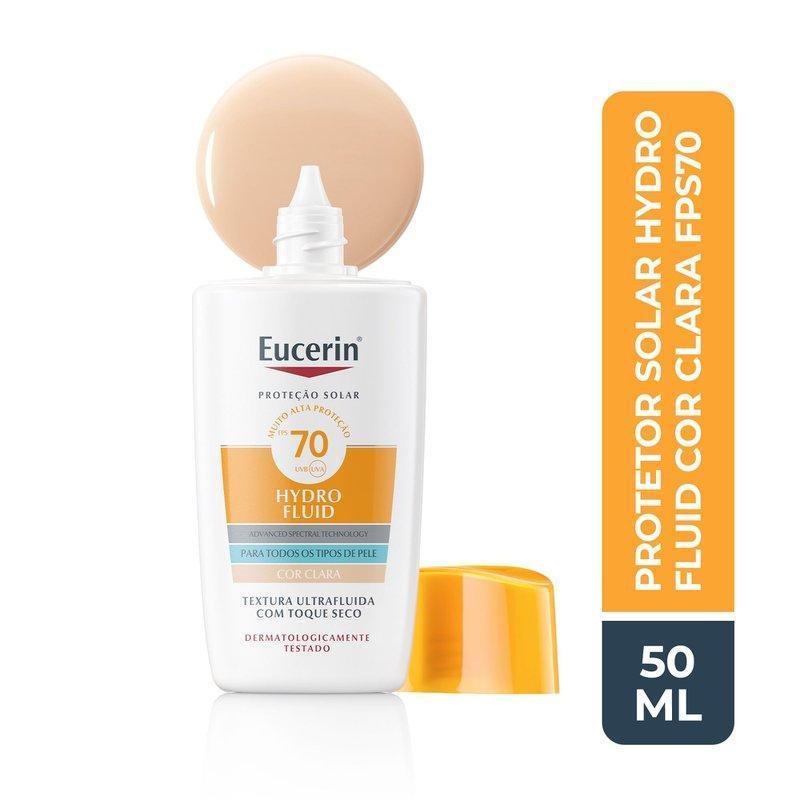 Protetor Solar Facial Eucerin Sun Hydro Fluid Fps70 Cor Clara 50ml