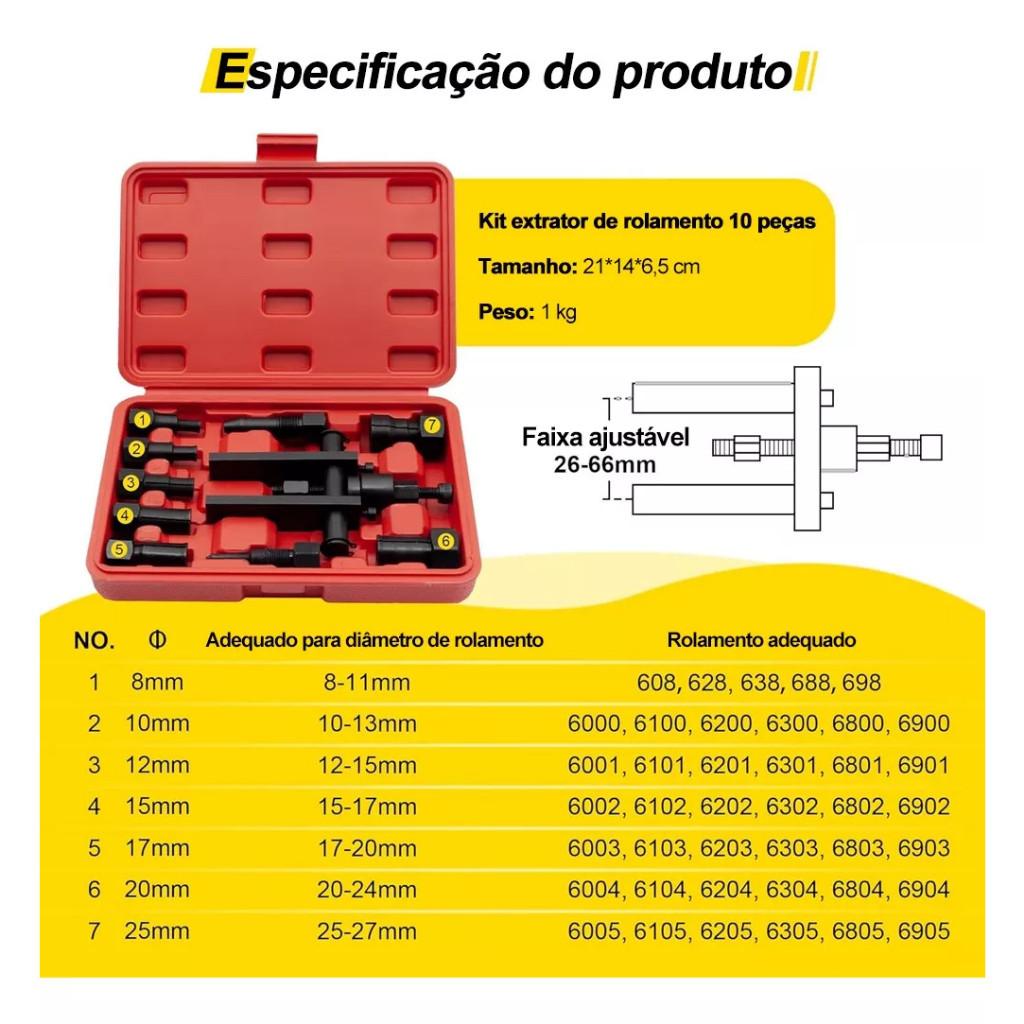 10 Peças Extrator De Rolamento Prático Para Motocicleta