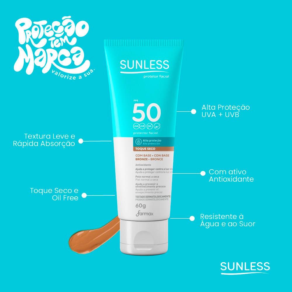 Protetor Solar Facial Com Cor Sunless FPS 50 60g - Bronze