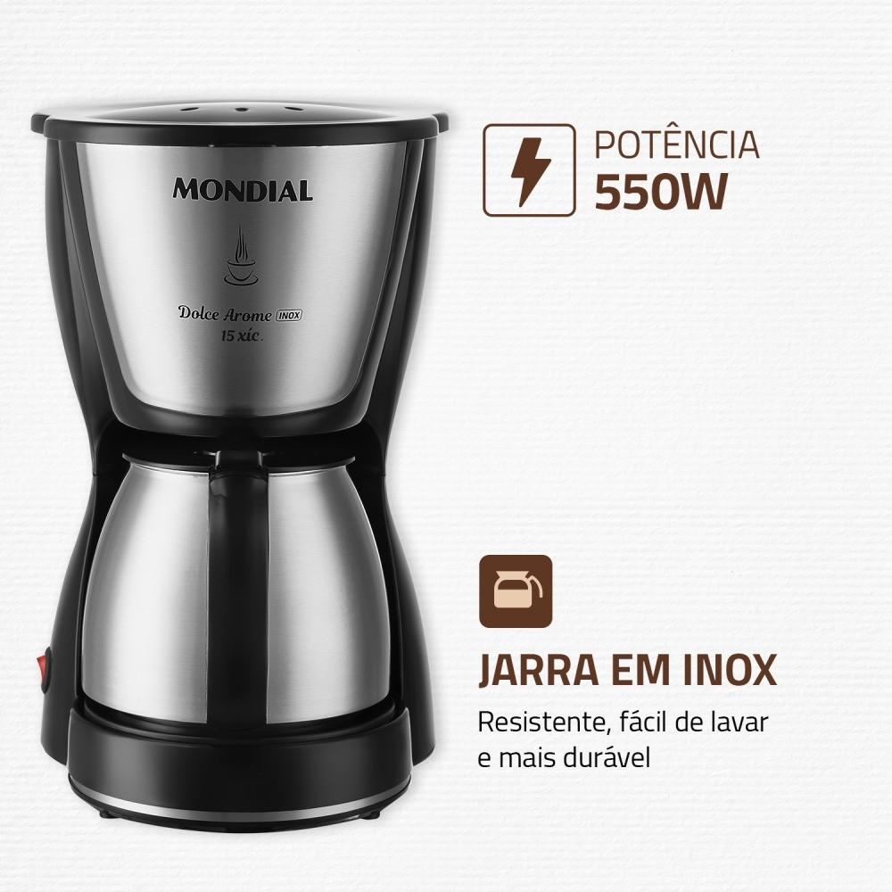 Cafeteira Elétrica 550W Jarra Inox 15 Xícaras Dolce Arome - C-34 Ji-15x - Mondial