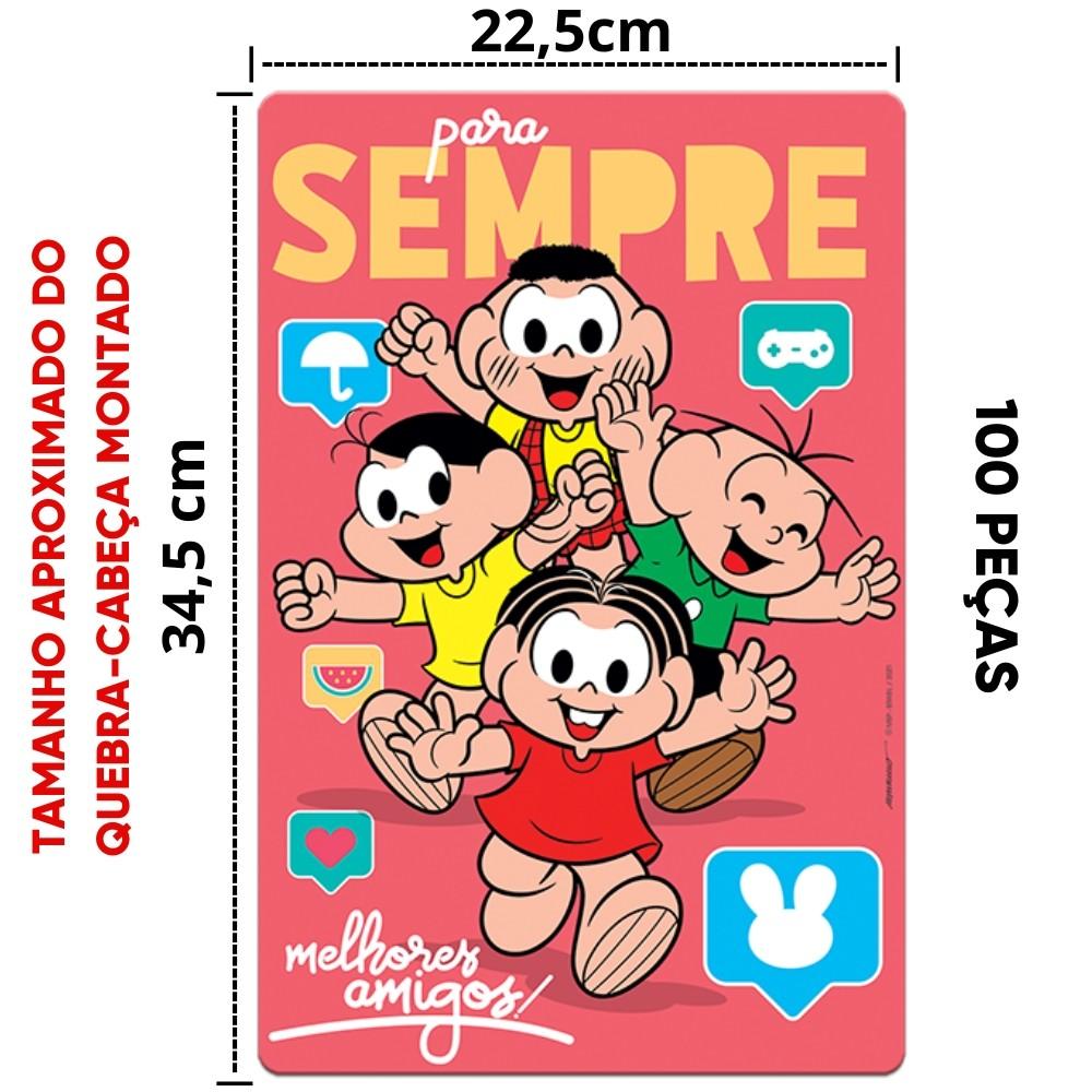 Quebra Cabeça Turma Da Mônica 100 Peças Puzzle Toyster Desenho Criança Magali Cebolinha Cascão Amigo
