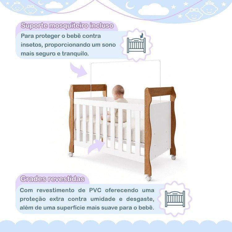Berço Mini Cama 3 Em 1 Soninho 100 Mdf Marrom/amadeirado