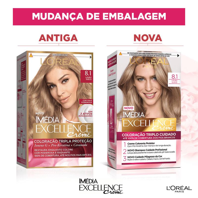 Kit Tintura Imédia Excellence L Oréal Louro Sueco 8.1