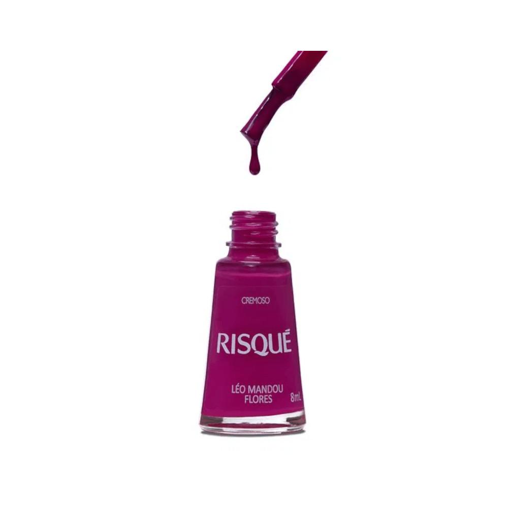 Esmalte Risqué Rosas Cremoso Léo Mandou Flores