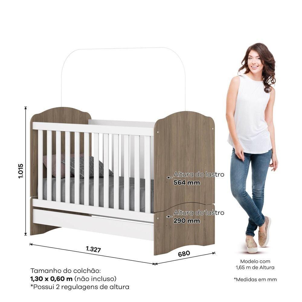 Berço Mini Cama 3 Em 1 Bala De Menta Marrom/rústico/branco Rústico/branco