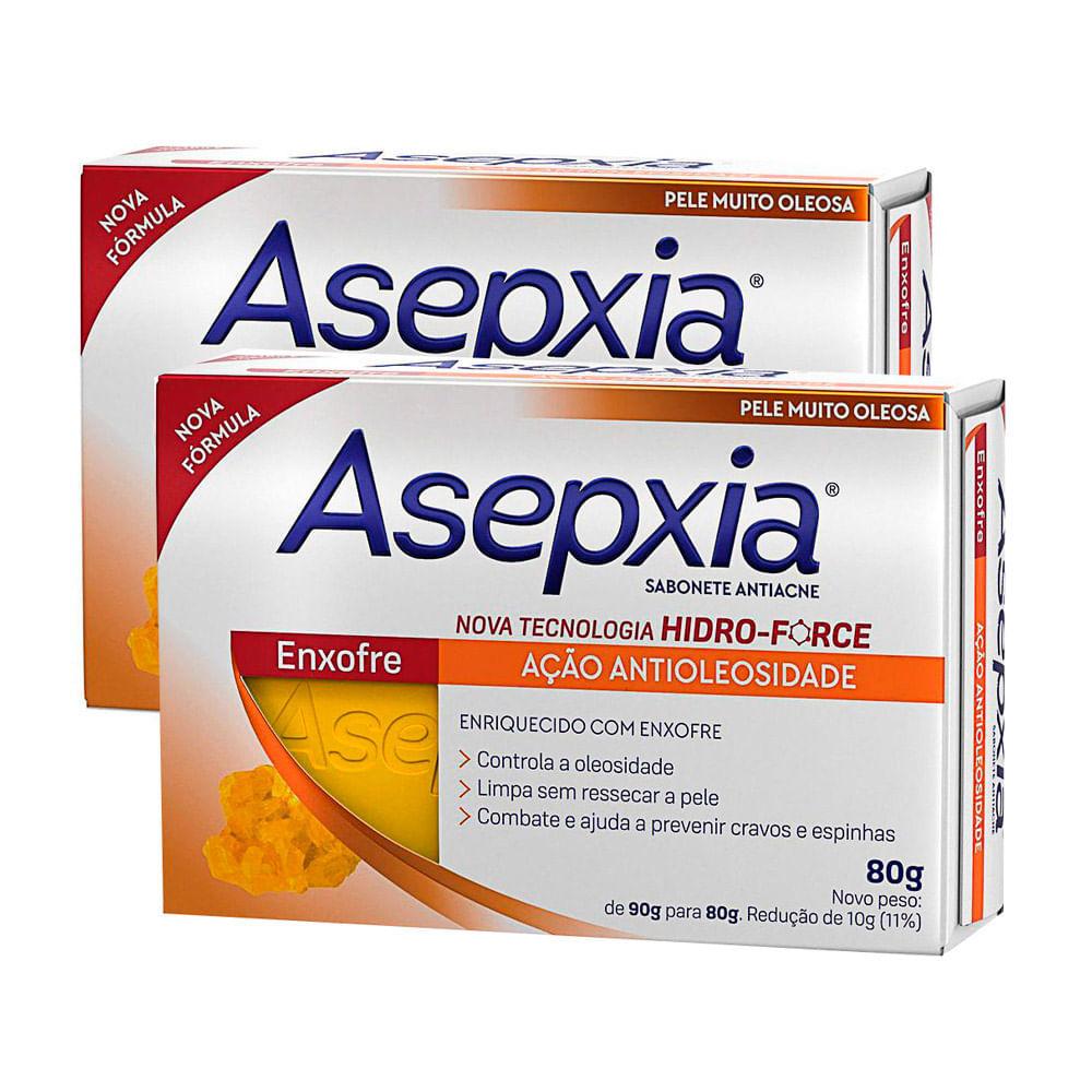 Kit 2 Sabonete Asepxia Enxofre Ação Antioleosidade 80g