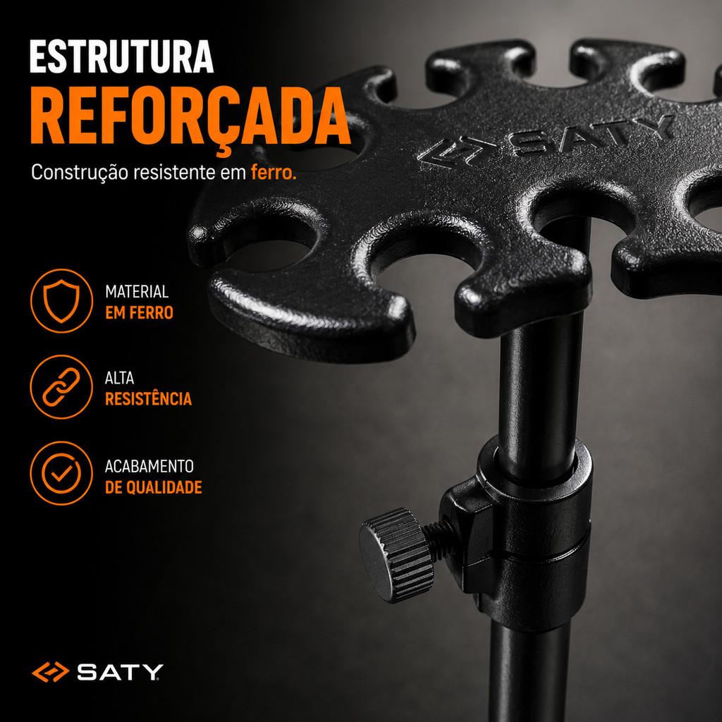 Suporte Pedestal Para 8 Microfones Saty Sdm08 Regulável Tripé