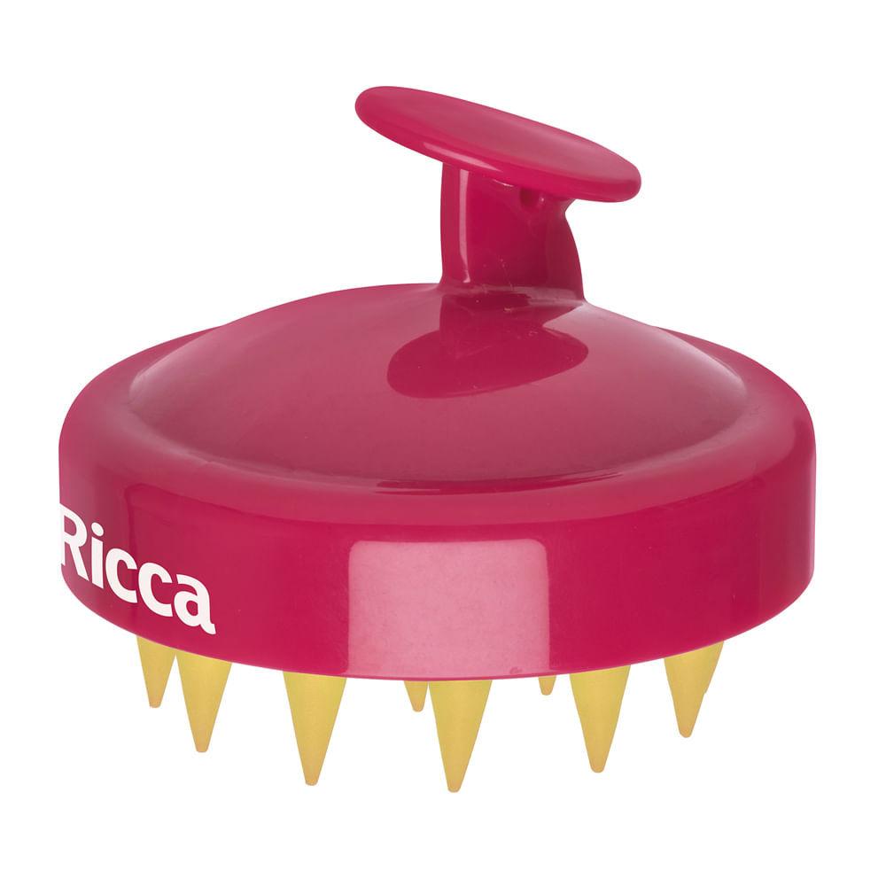Escova Massageadora De Couro Cabeludo Ricca Brush Shampoo Rosa 1 Unidade