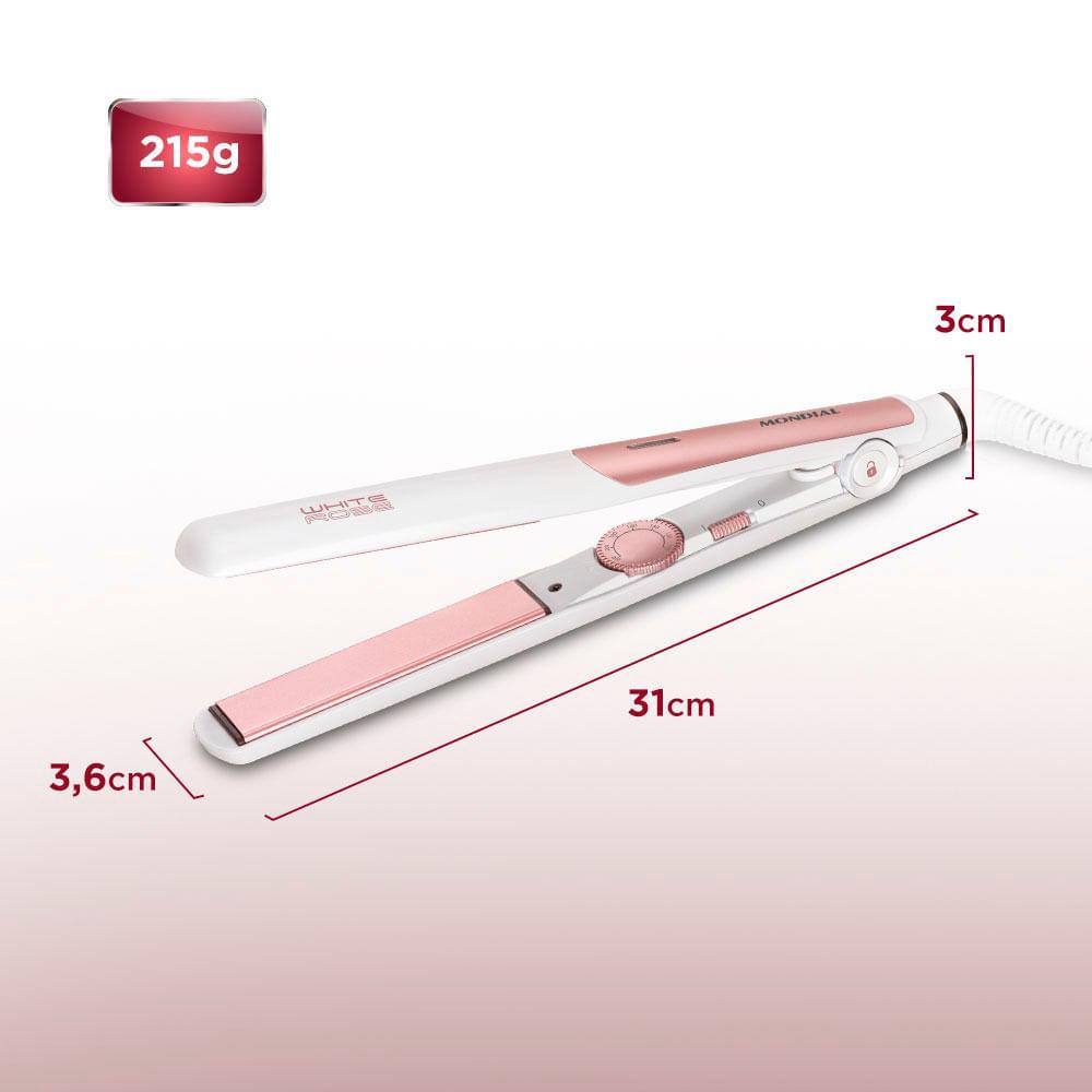 Chapinha Prancha Alisadora Mondial P-50 Cerâmica 200 C Branca E Rosé - Bivolt