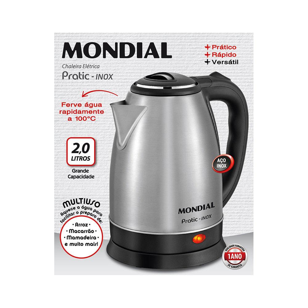 Chaleira Elétrica Mondial Pratic Ce-06 Prata 2L - 220V