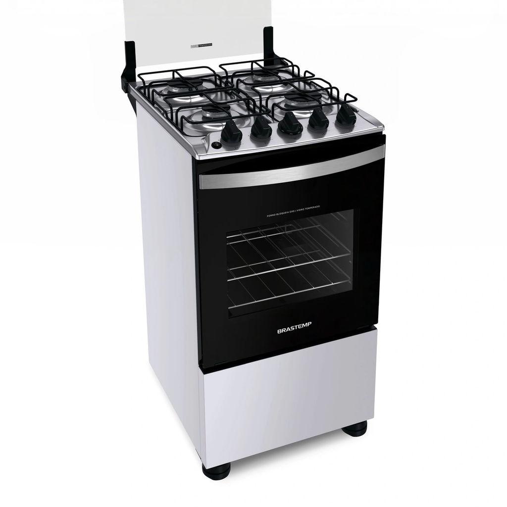 Fogão Brastemp 4 Bocas Branco Com Duas Prateleiras Com Alturas Ajustáveis - Bfo4nbb